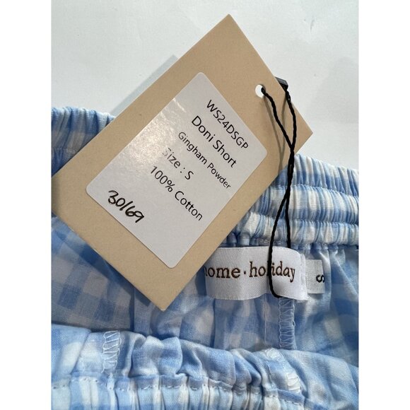 The Home Holiday Doni Cotton Short in Gingham Blue Powder - Picture 3 of 4